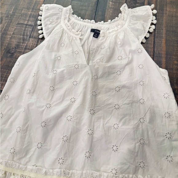 J. Crew White Eyelet Blouse with Ruffles - Picture 4 of 11